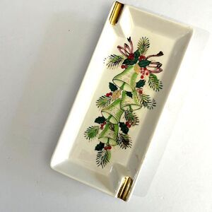 Vintage Lefton Gilded Christmas Ashtray, Trinket Dish, MCM